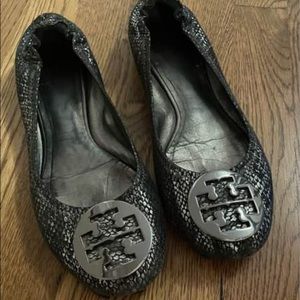 Tory Burch Minnie snakeskin flats